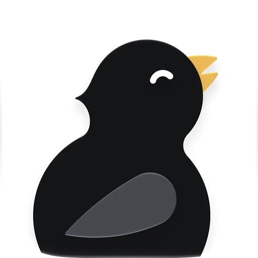 The Lark app icon: a black lark singing, its head thrown back and its gold beak open.